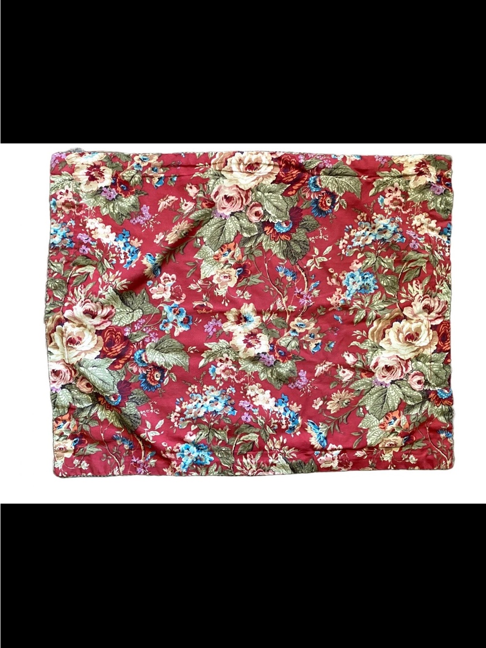 Vintage Ralph Lauren SUMMERTON Red Floral Rose Set Of 2 Standard Pillow Shams